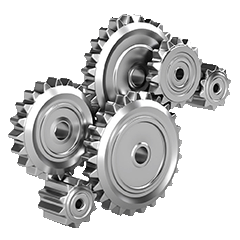 a group of silver gears