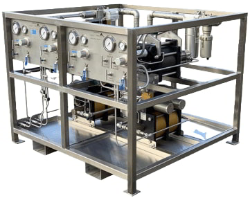 a steel square chemical injection skid