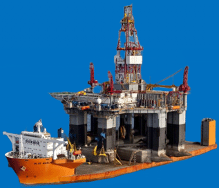 vessel with an offshore oil plaftorm on it